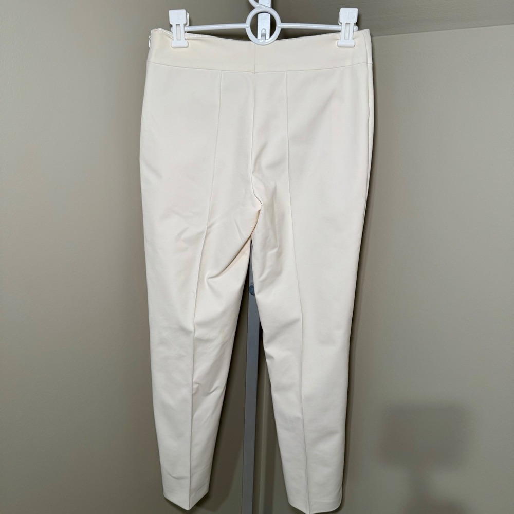 Escada Tuska High-Waist‎ Cropped Trousers Cream Tapered High Rise Seam Detail - Picture 4 of 5